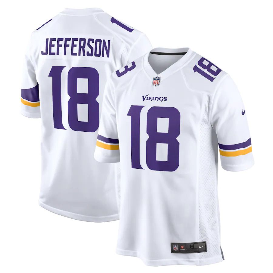 Men Minnesota Vikings #18 Justin Jefferson Nike White Game NFL Jersey